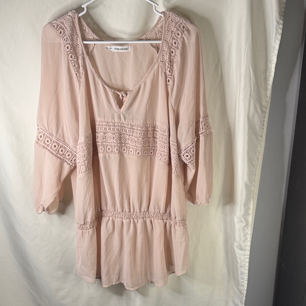 Maurices Blush Lace-Detail Blouse